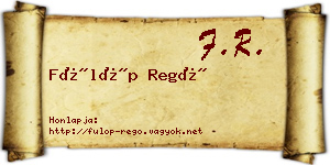 Fülöp Regő névjegykártya